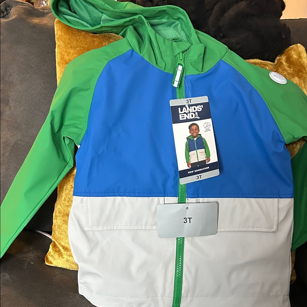 Lands' End Kids' Swim Rashguard - Green, Blue, Gray